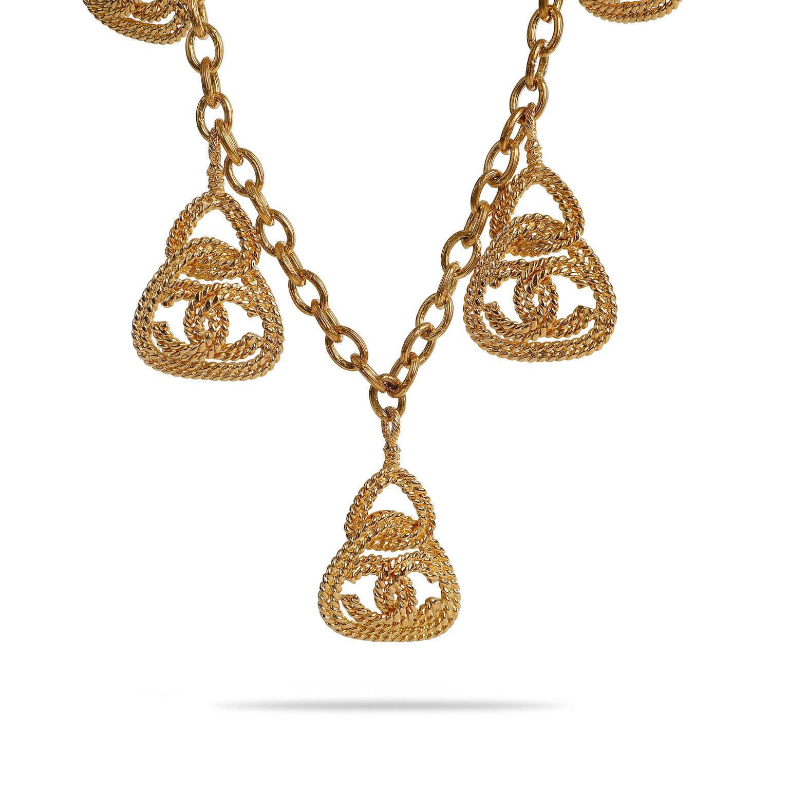 Chanel Vintage Gold Rope CC Charm Necklace - Only Authentics