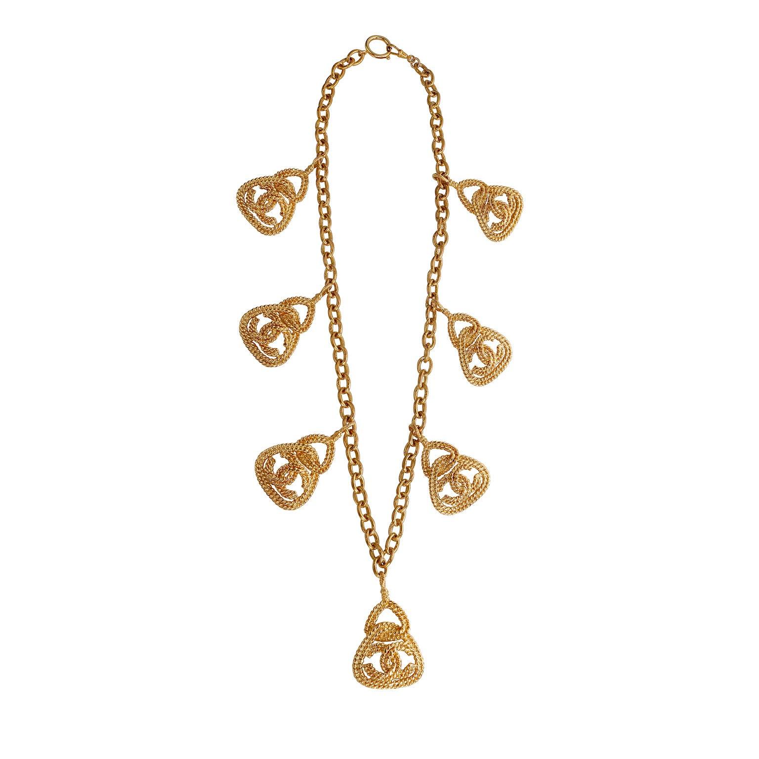 Chanel Vintage Gold Rope CC Charm Necklace - Only Authentics