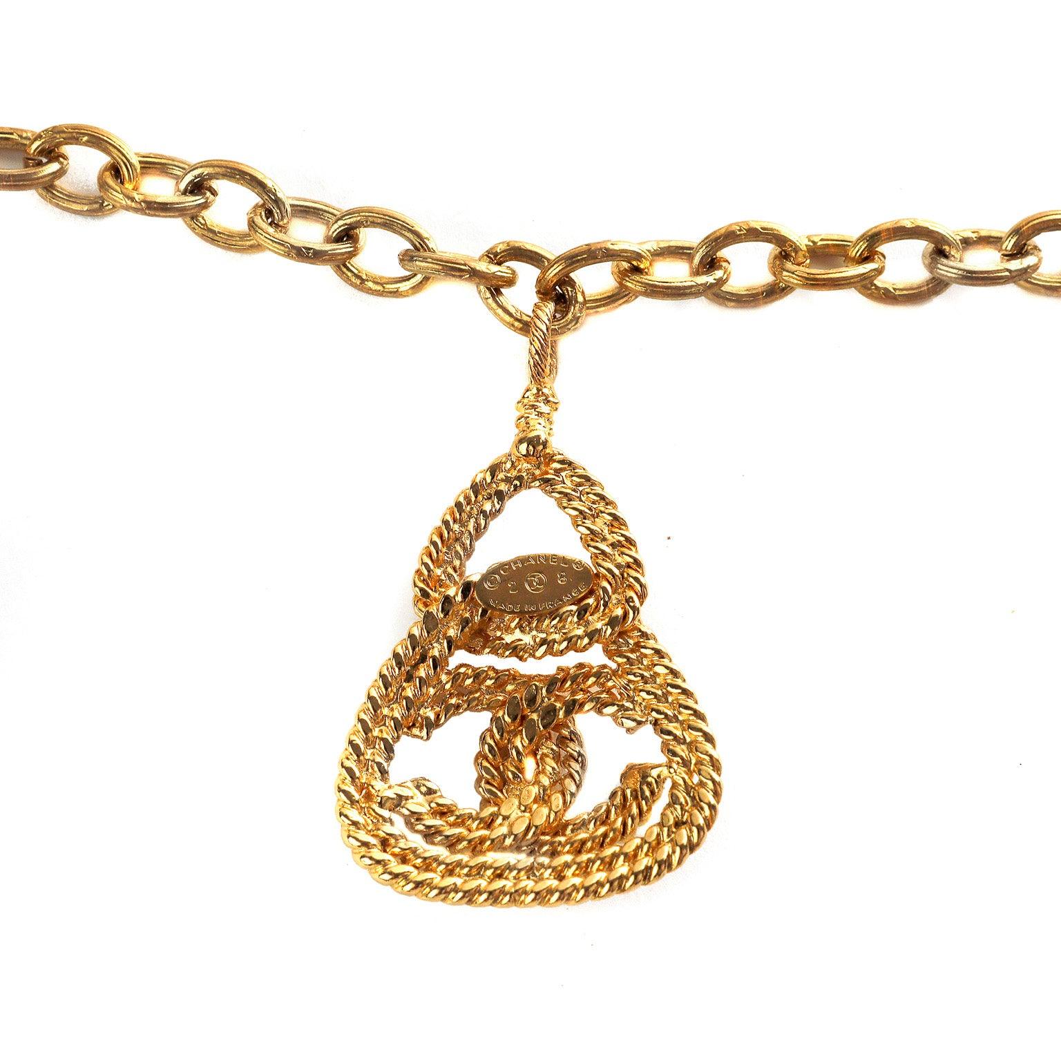 Chanel Vintage Gold Rope CC Charm Necklace - Only Authentics
