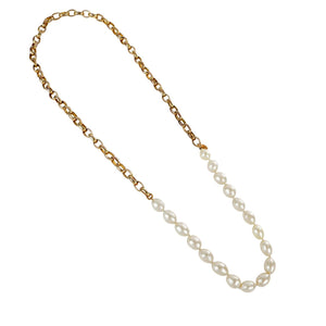 Chanel Pearl and Gold Link Vintage Necklace - Only Authentics