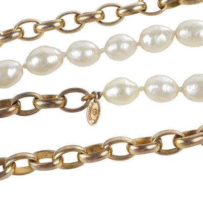 Chanel Pearl and Gold Link Vintage Necklace - Only Authentics
