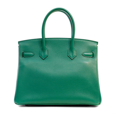 Hermès 30cm Emerald Green Evergrain Birkin with Gold Hardware - Only Authentics