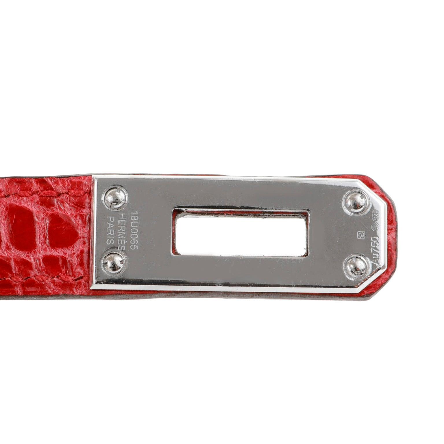 Hermès, Birkin, 25cm, Lipstick Red, Porosus Crocodile, diamond encrusted, luxury, handbag, compact size, timeless design, fashion, accessory, bold, glamorous