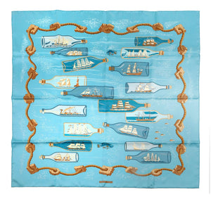 Hermès Blue Ships in a Bottle Silk Scarf - Only Authentics