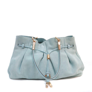 Ferragamo Light Blue Suede Hobo Bag - Only Authentics