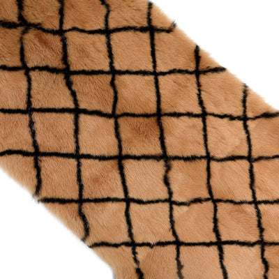 Chanel Beige Black Diamond Pattern Mink Scarf - Only Authentics
