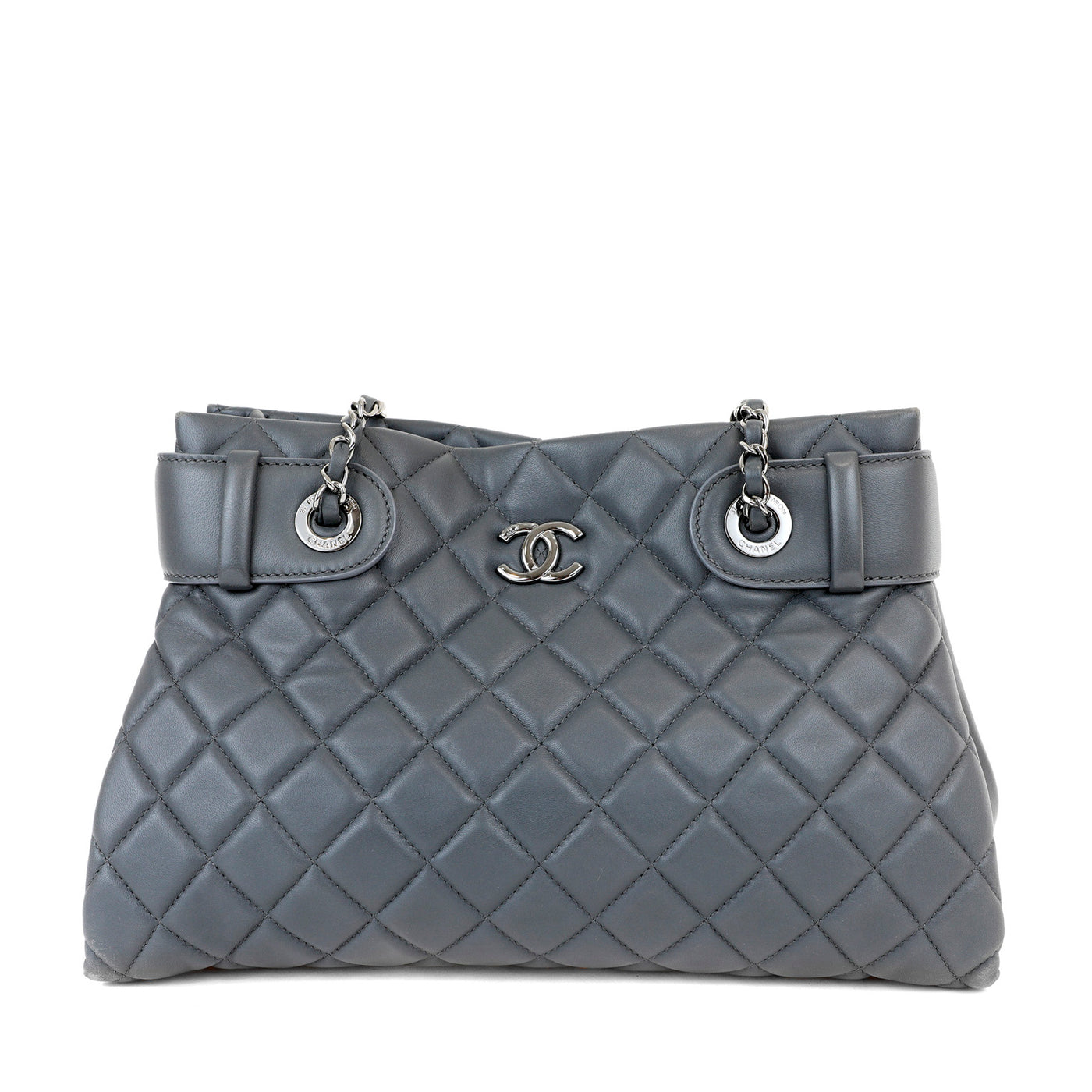 Chanel Graphite Lambskin Small Tote with Silver Hardware
