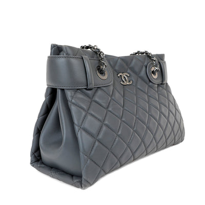 Chanel Graphite Lambskin Small Tote with Silver Hardware