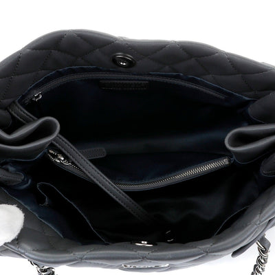 Chanel Graphite Lambskin Small Tote with Silver Hardware - Only Authentics