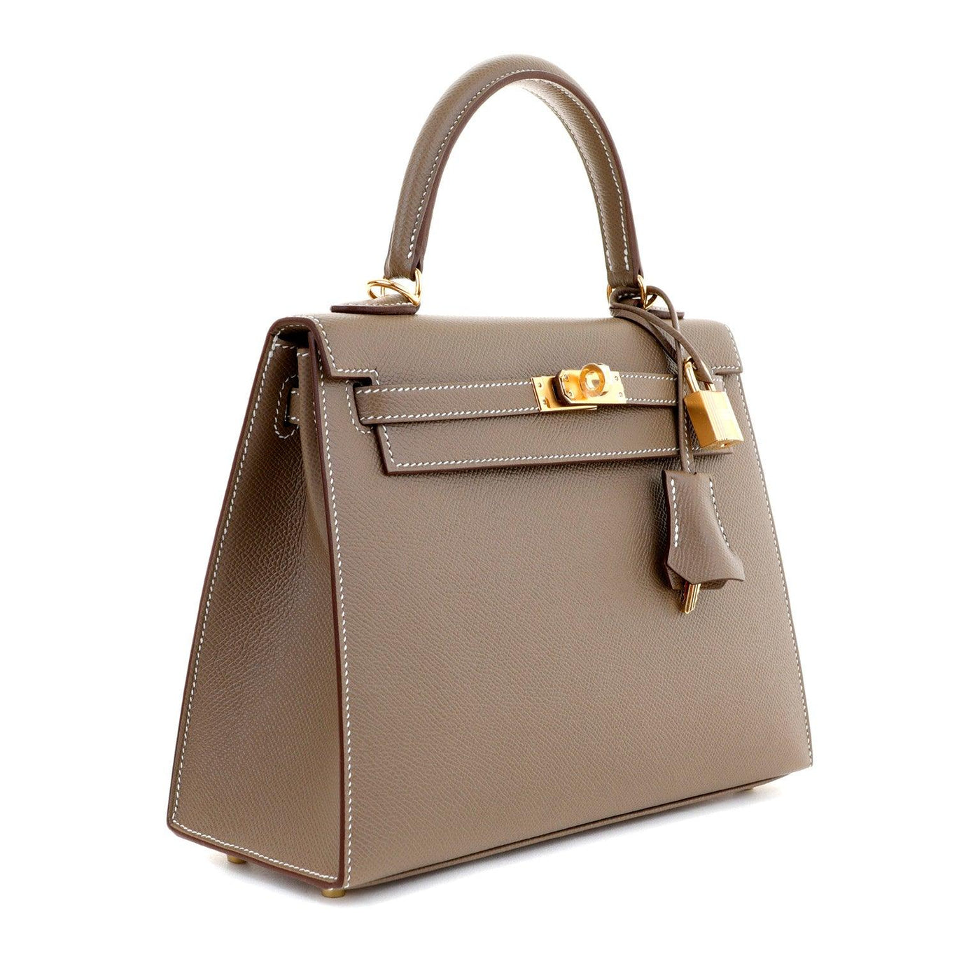 Hermès Etain 25 cm Madame Sellier Kelly with Gold Hardware For
