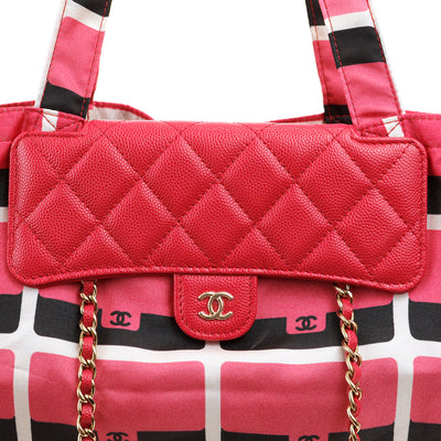Chanel Magenta Caviar WOC Convertible Satin Tote with Gold Hardware