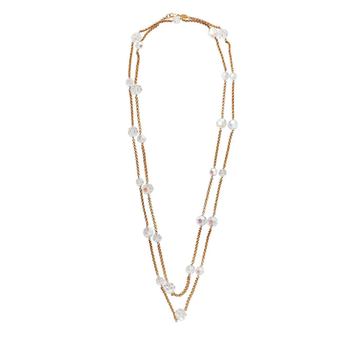 Chanel Gold Crystal Sautoir  Necklace