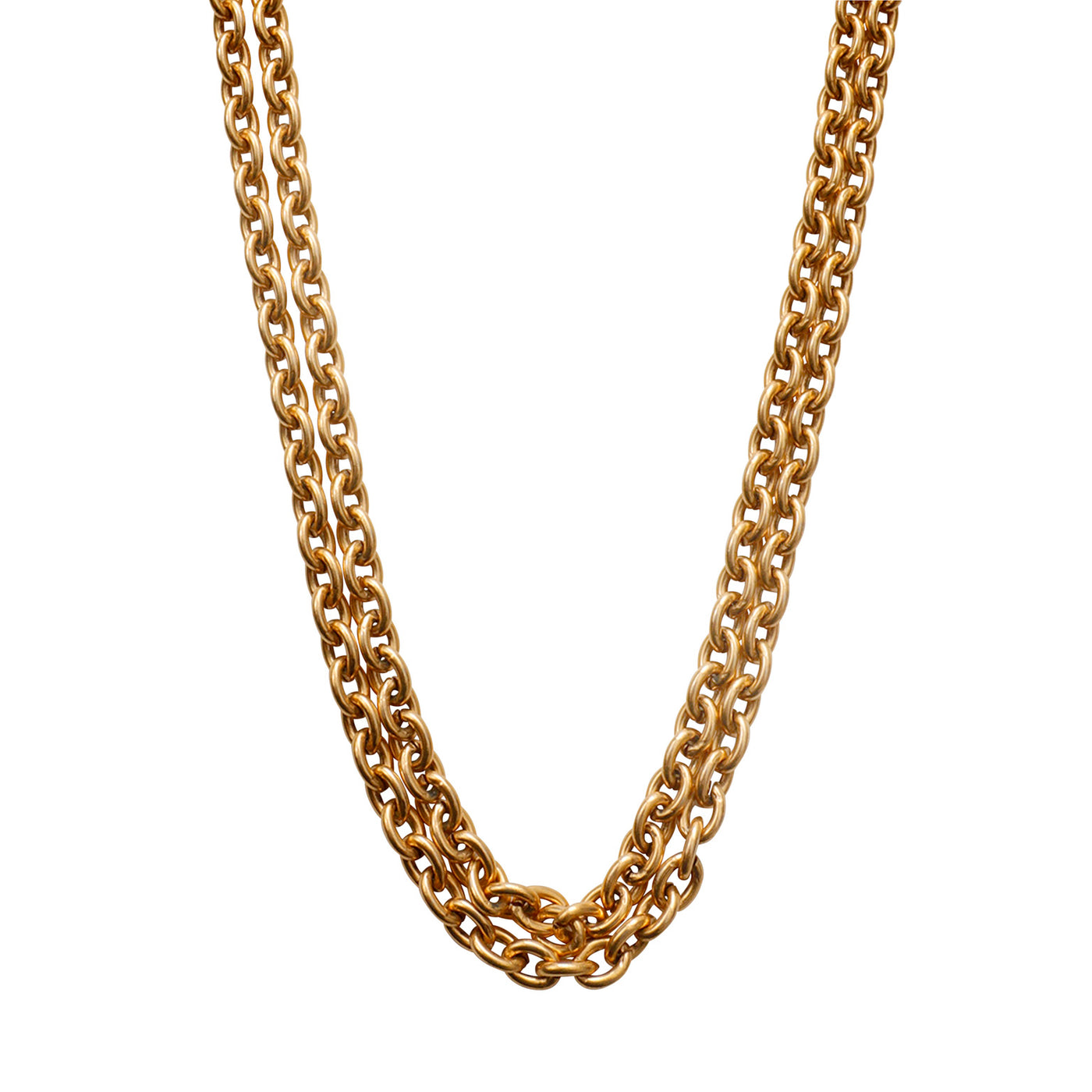Chanel Vintage Gold Link Double Chain Necklace