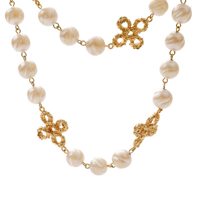 Chanel Clover and Pearl Necklace