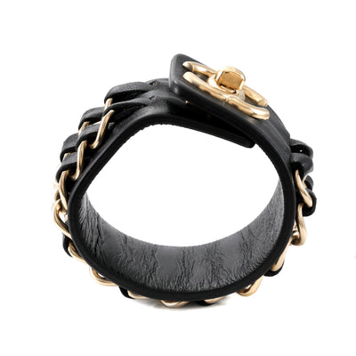 Chanel Black Lambskin  Cuff with Chains and CC Twist Lock