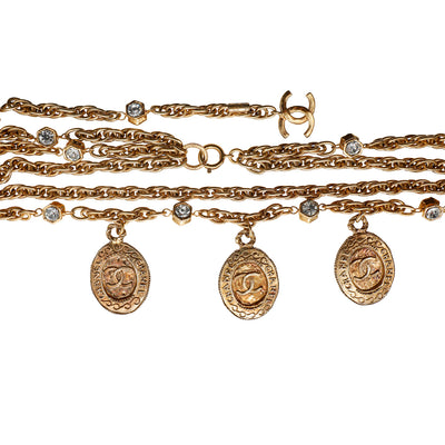 Chanel Vintage Coin & Crystal Necklace