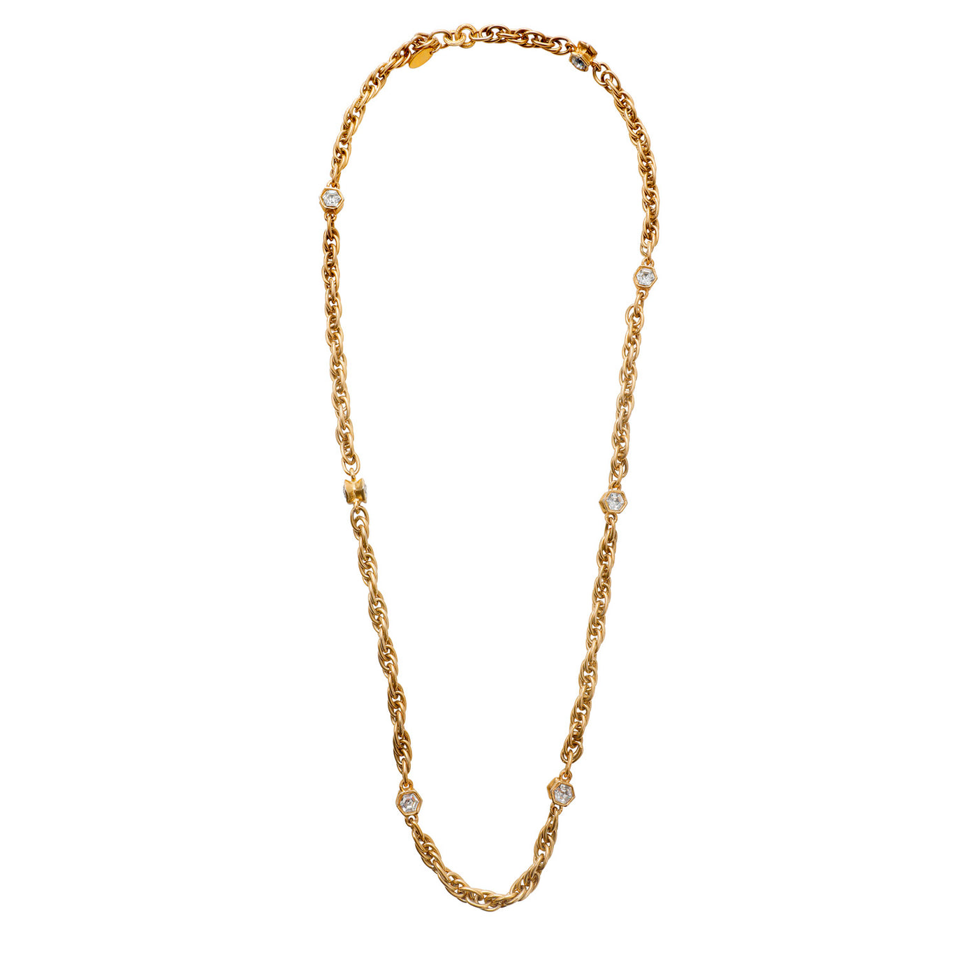 Chanel Vintage 24kt Gold Plated Double Sided Crystal Necklace