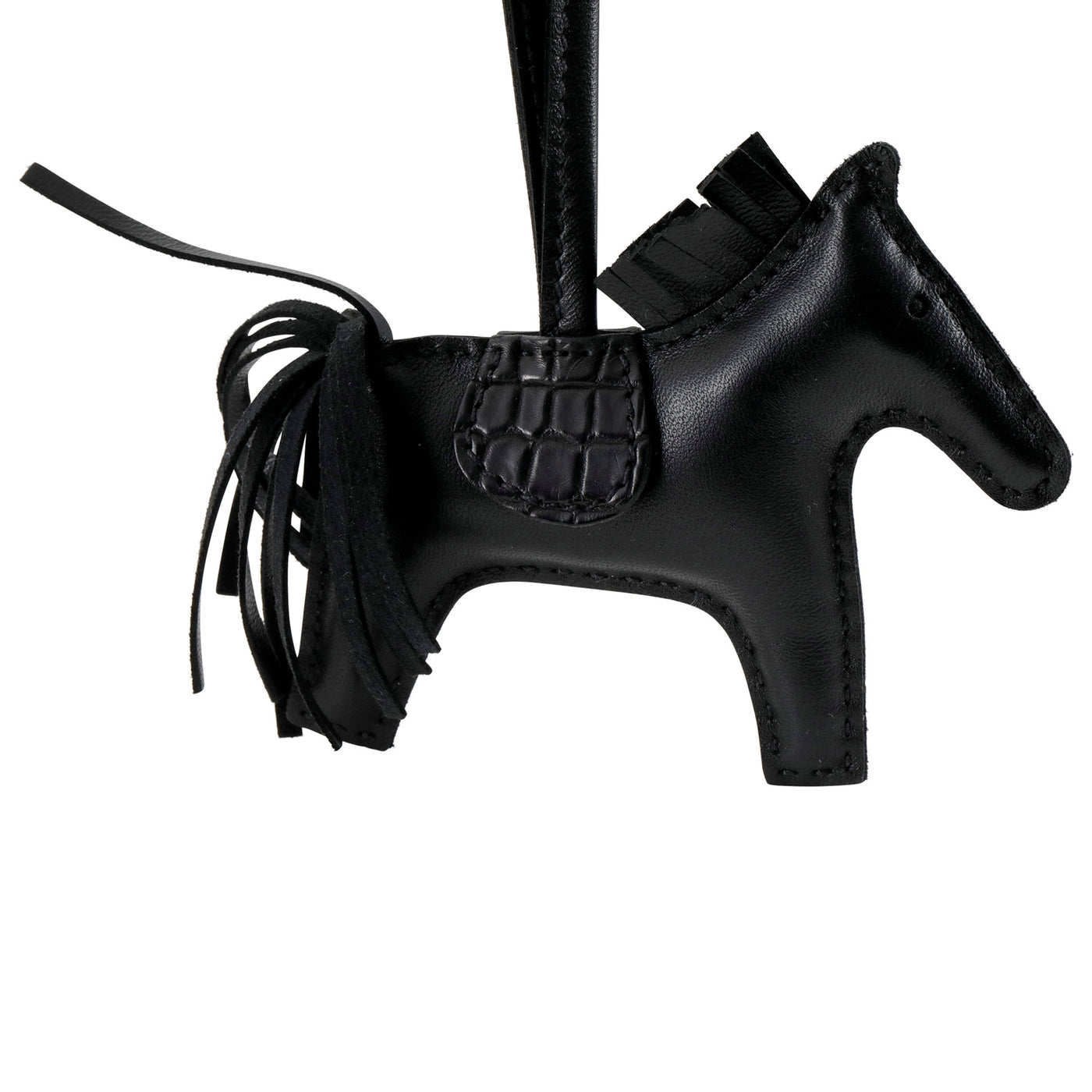 Hermès So Black Rodeo Horse Bag Charm with Alligator