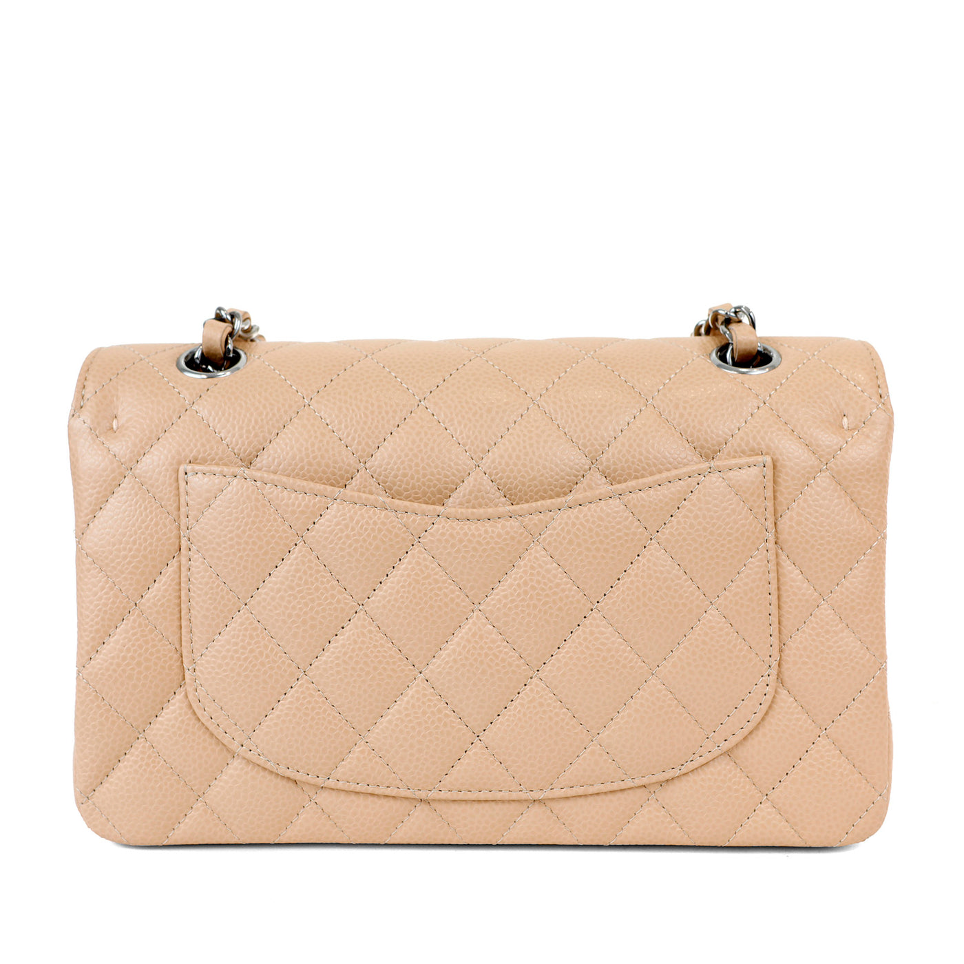 Chanel Beige Caviar Small Classic with Silver Hardware