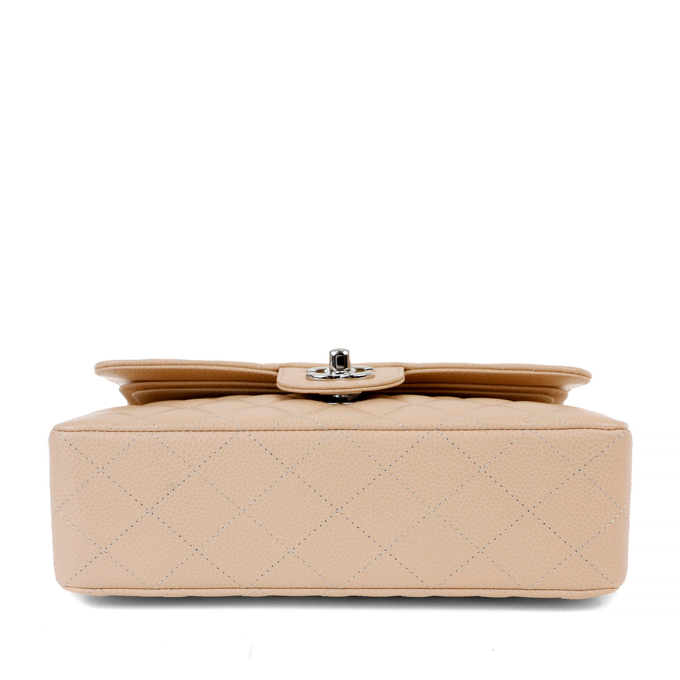Chanel Beige Caviar Small Classic with Silver Hardware