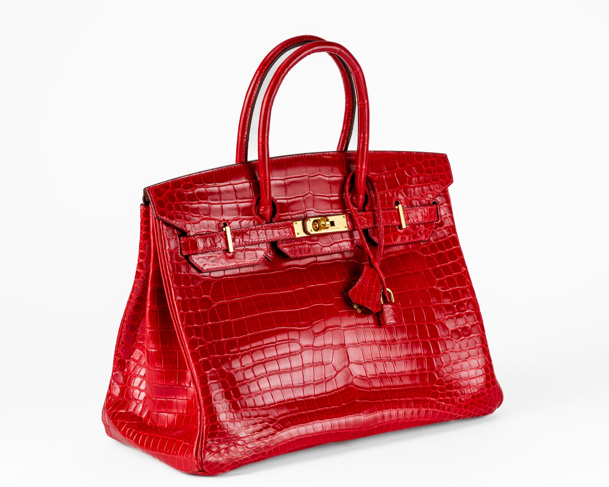 Hermes 35cm Braised Red Porosus Crocodile Birkin w/ Gold Hardware