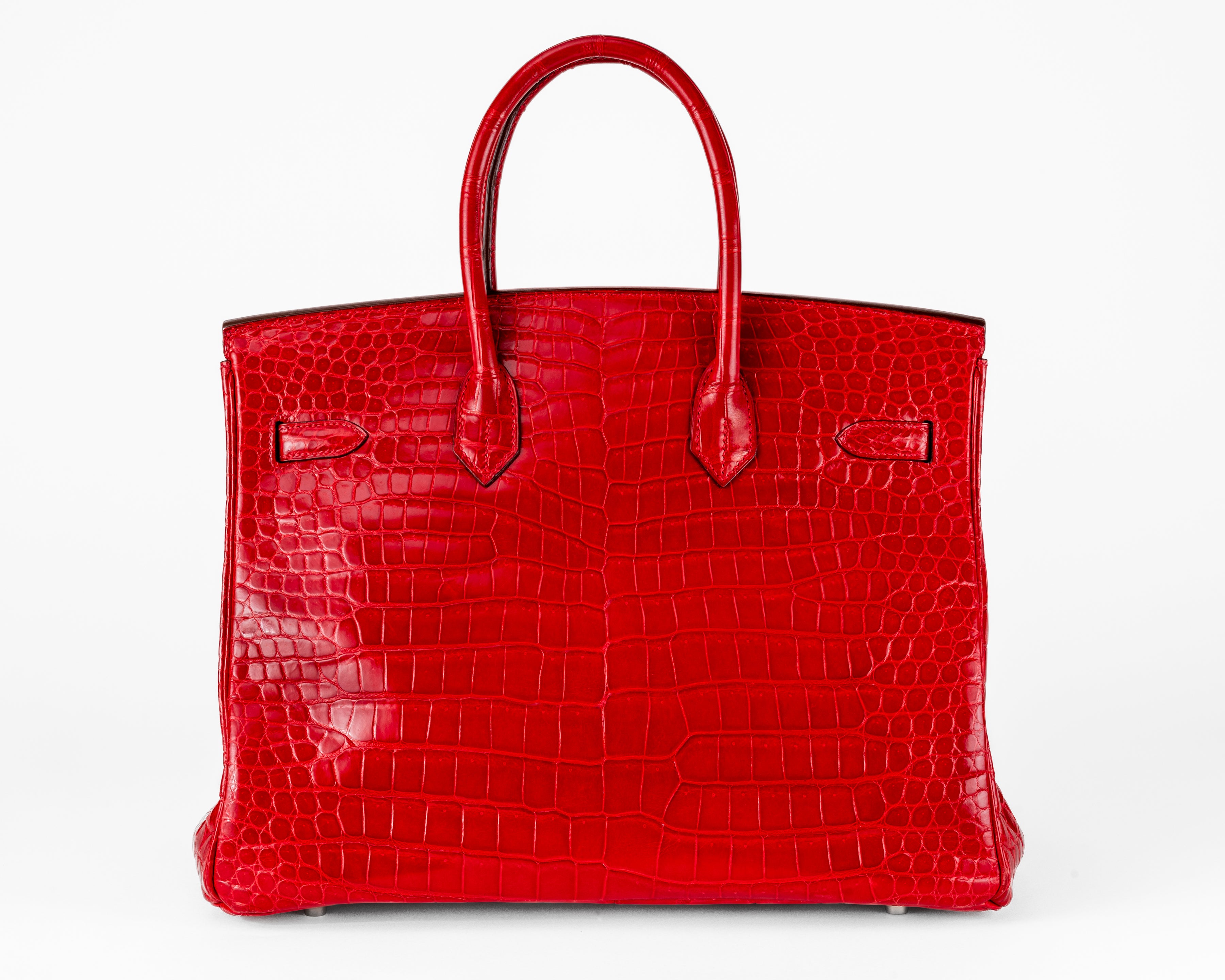 Hermes 35cm Braised Red Porosus Crocodile Birkin w/ Gold Hardware