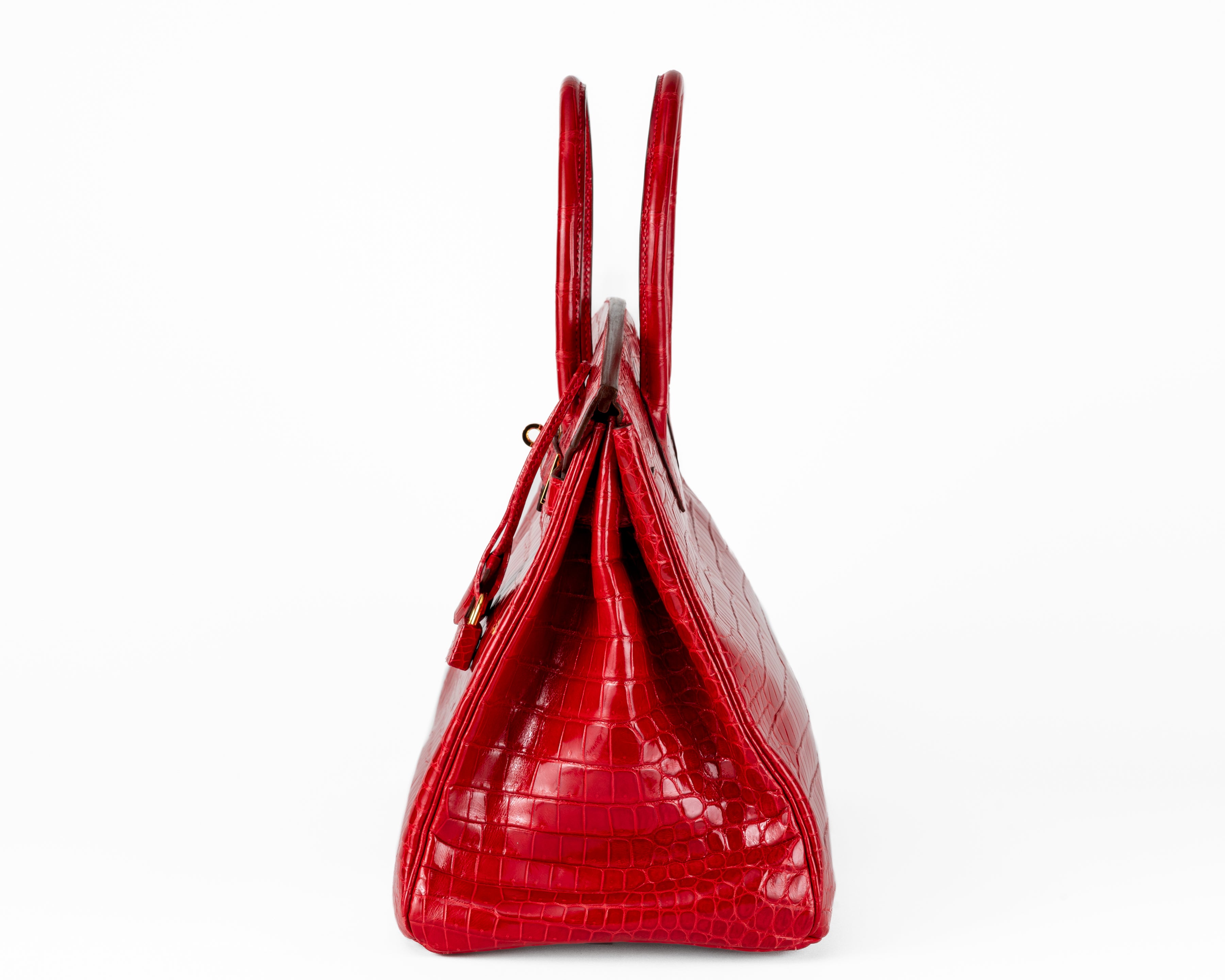 Hermes 35cm Braised Red Porosus Crocodile Birkin w/ Gold Hardware