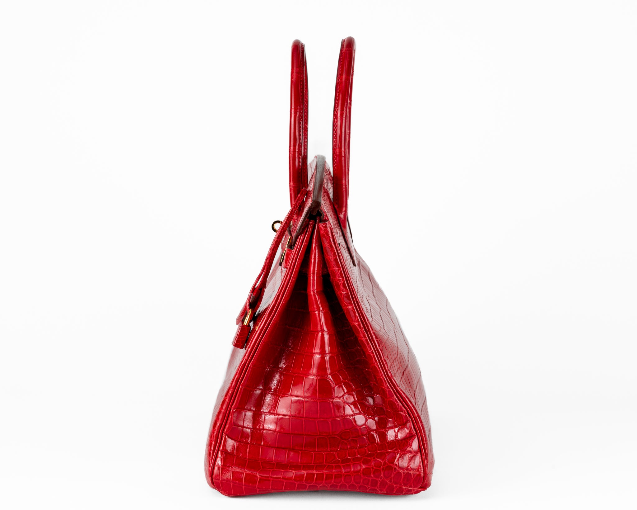 Hermes 35cm Braised Red Porosus Crocodile Birkin w/ Gold Hardware