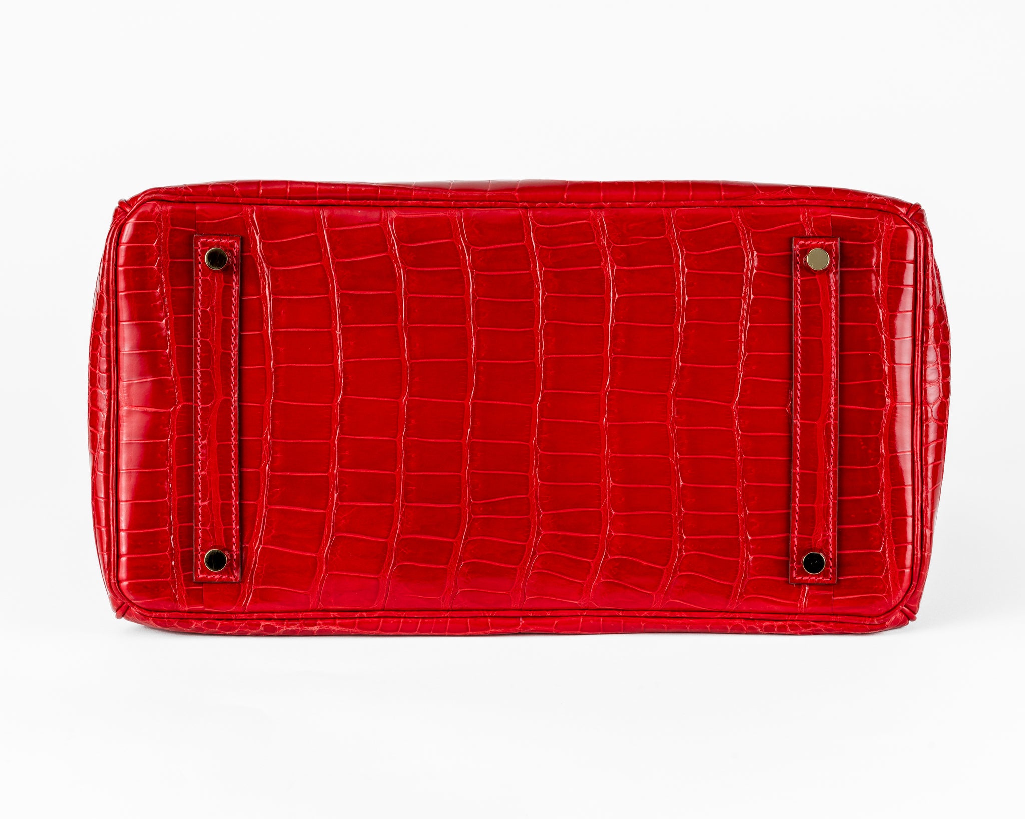 Hermes 35cm Braised Red Porosus Crocodile Birkin w/ Gold Hardware