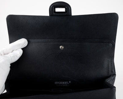 Chanel So Black Chevron Quilted Medium Classic w/ Black Hardware