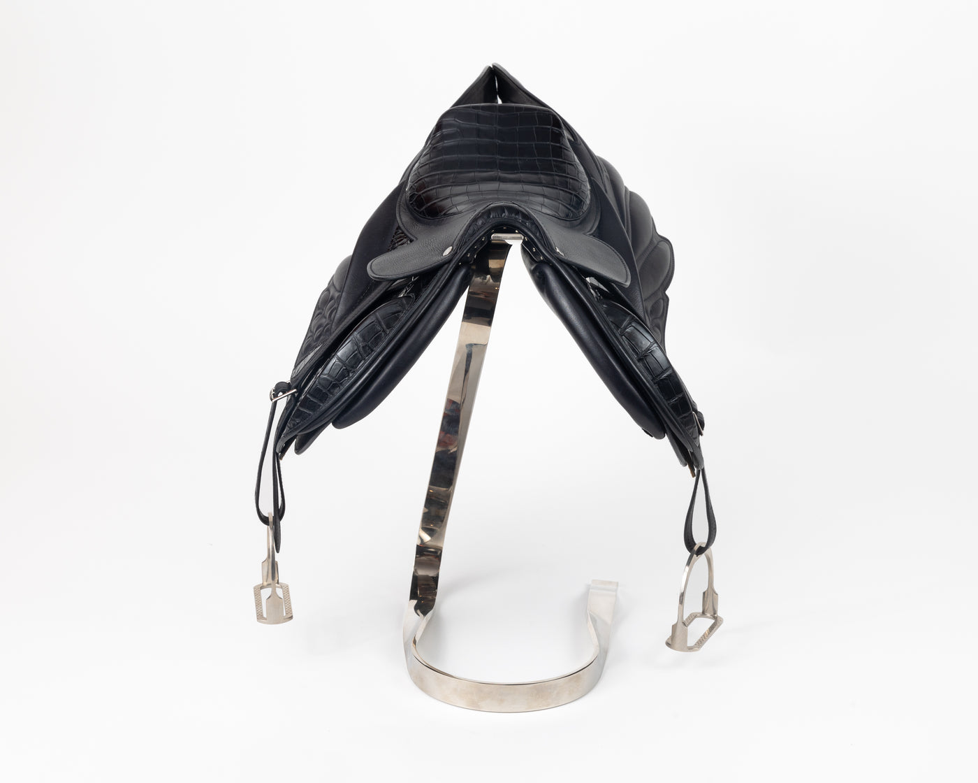 Hermès Black Pegasus Crocodile Saddle Sculpture with Palladium Hardware