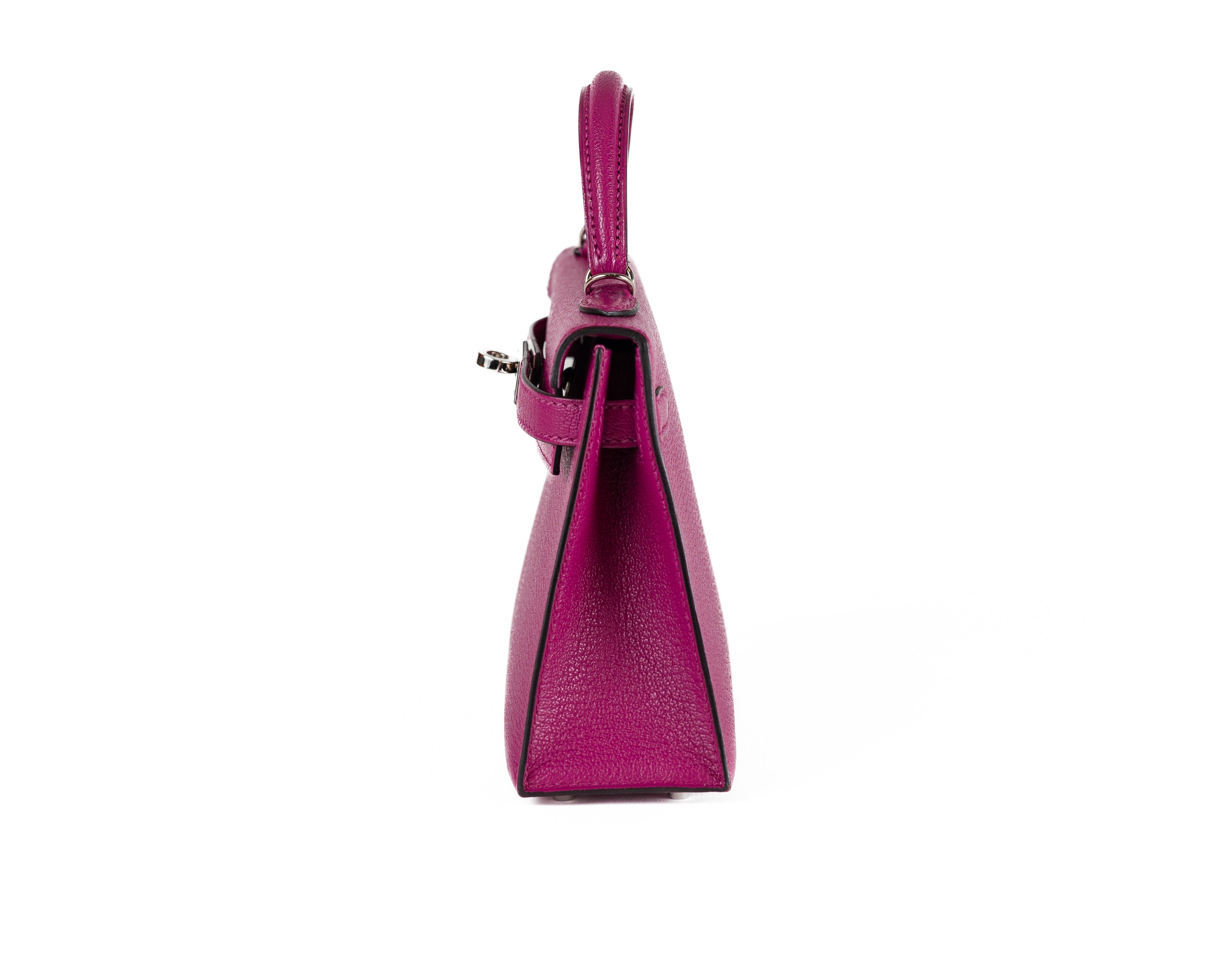 The Hermès 20cm Purple Rose Chevre Mini Kelly with Palladium Hardware –  Only Authentics
