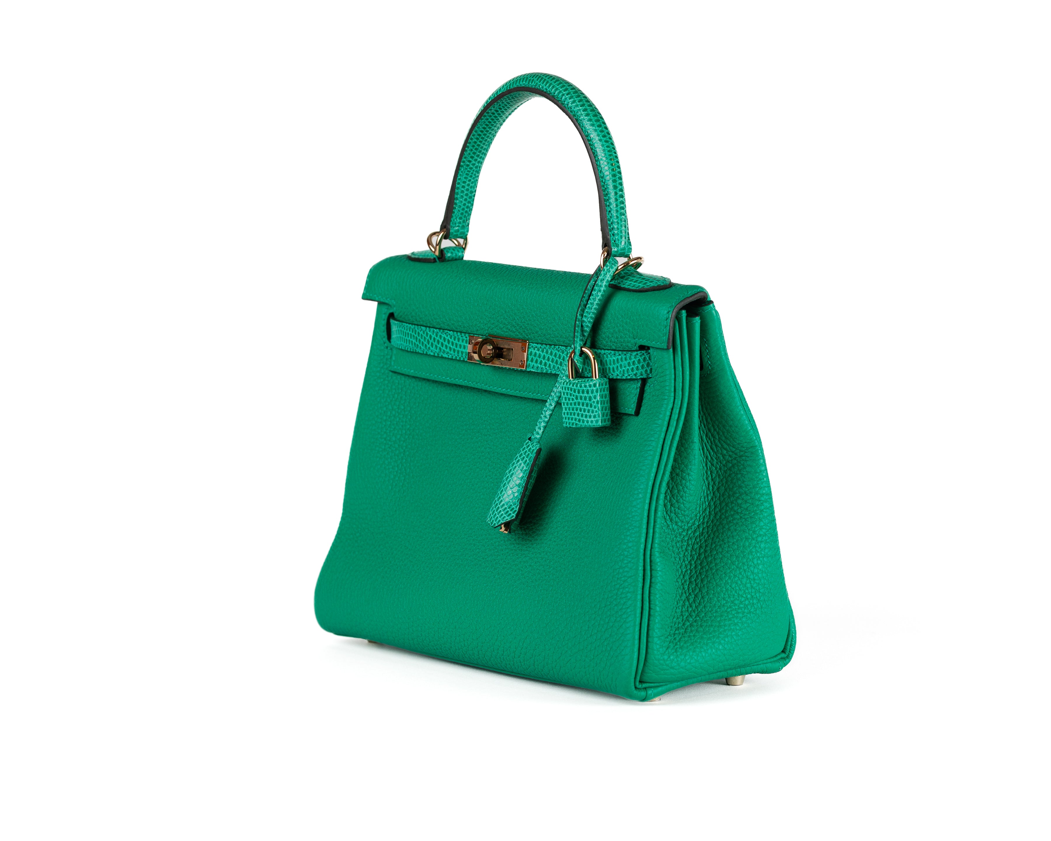 The Hermès 25 cm Mint Togo and Lizard Kelly with Champagne Gold Hardware is  a breathtakingly beautiful handbag – Only Authentics