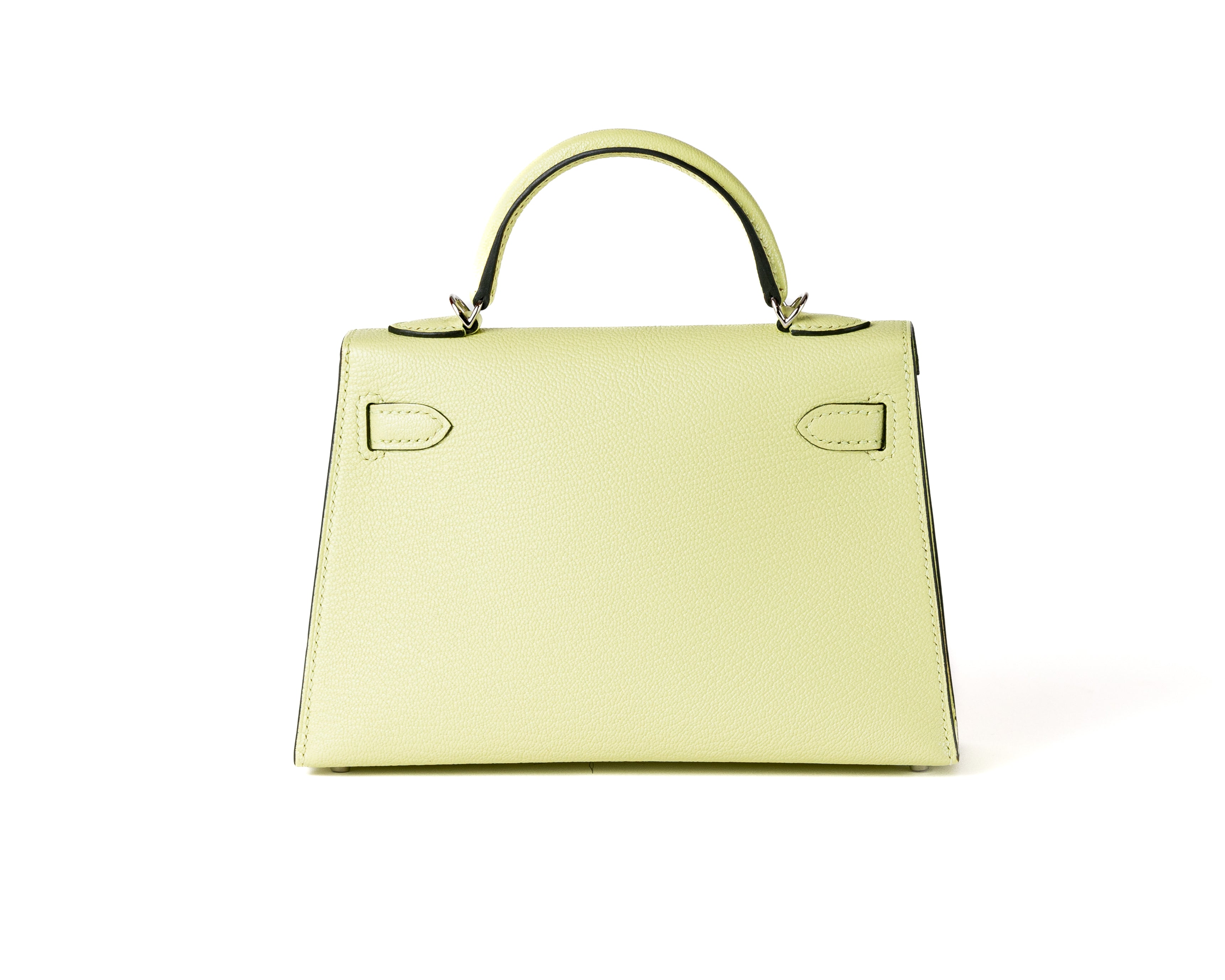 Hermes Jaune Bourgeon Chevre Mini Kelly w/ Palladium Hardware