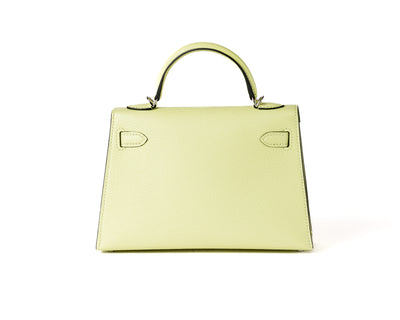 Hermès 20 cm Light Green Chevre Mini Kelly with Palladium Hardware
