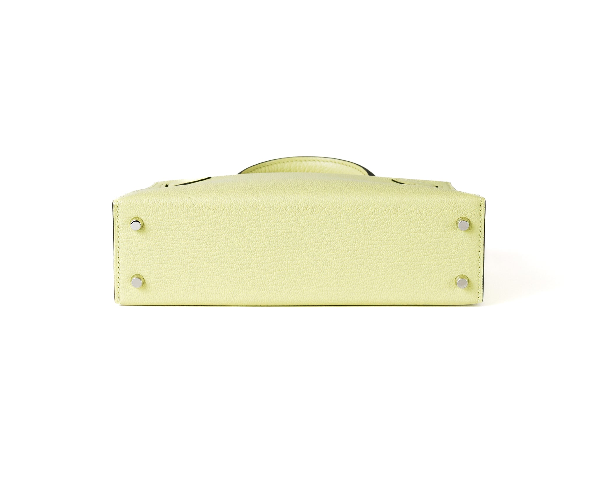 Hermes Jaune Bourgeon Chevre Mini Kelly w/ Palladium Hardware