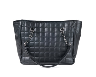 Chanel Black Lambskin Camellia Mini Shopper Tote with Silver Hardware