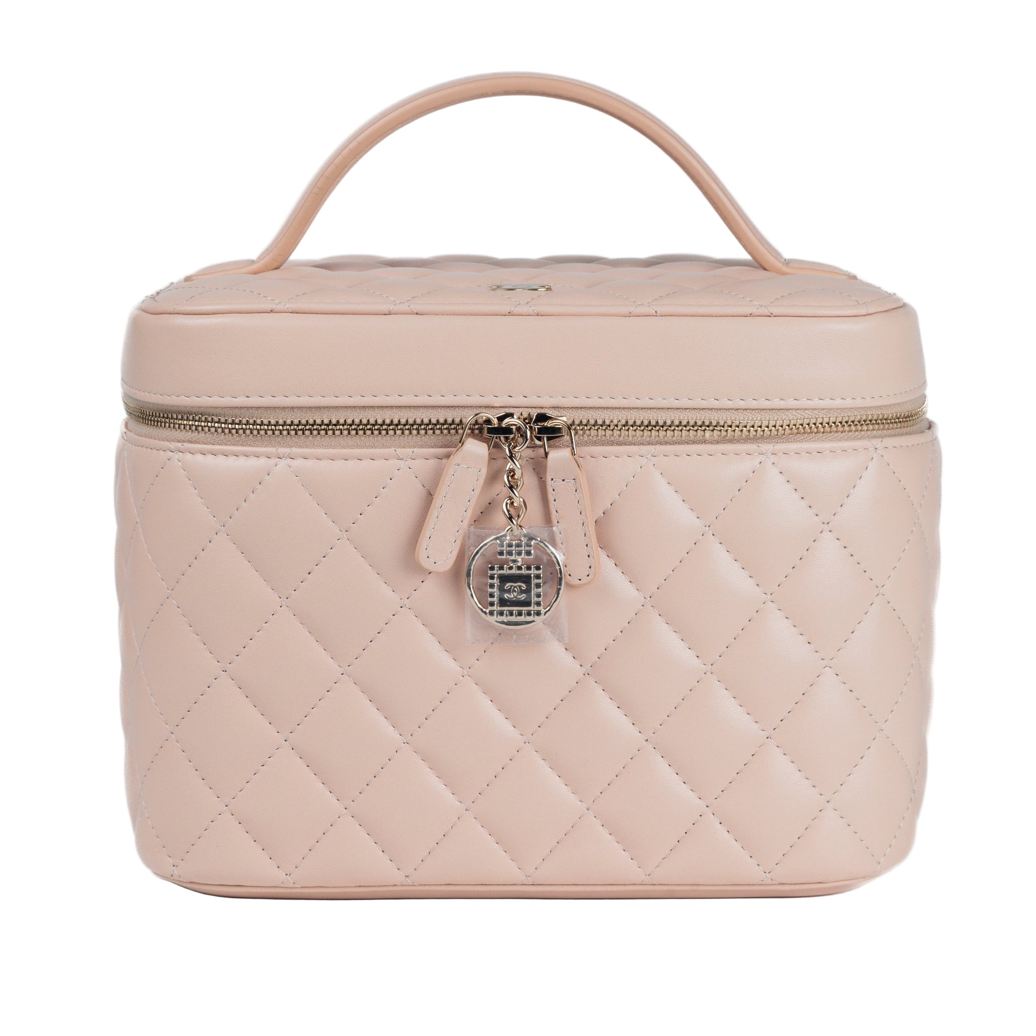 Chanel Blush Pink Lambskin Vanity Case with Gold Hardware