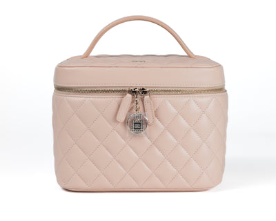 Chanel Blush Pink Lambskin Vanity Case with Gold Hardware