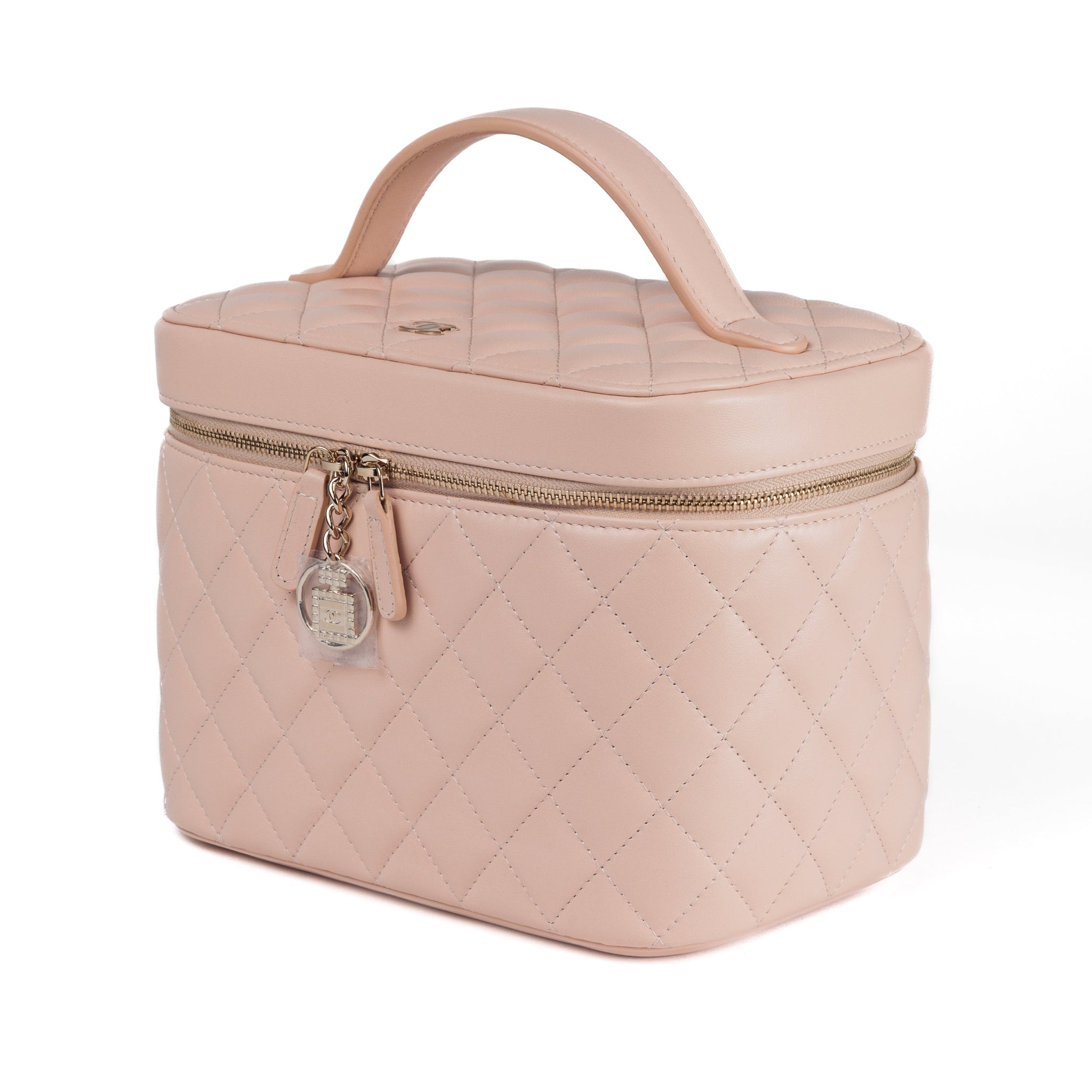 Chanel Blush Pink Lambskin Vanity Case with Gold Hardware