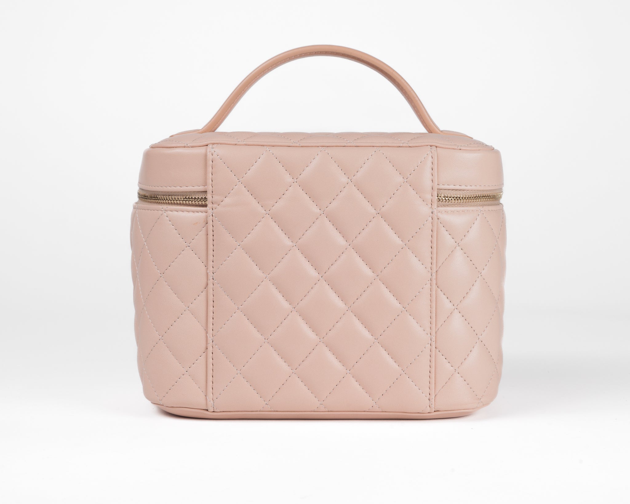 Chanel Blush Pink Lambskin Vanity Case with Gold Hardware