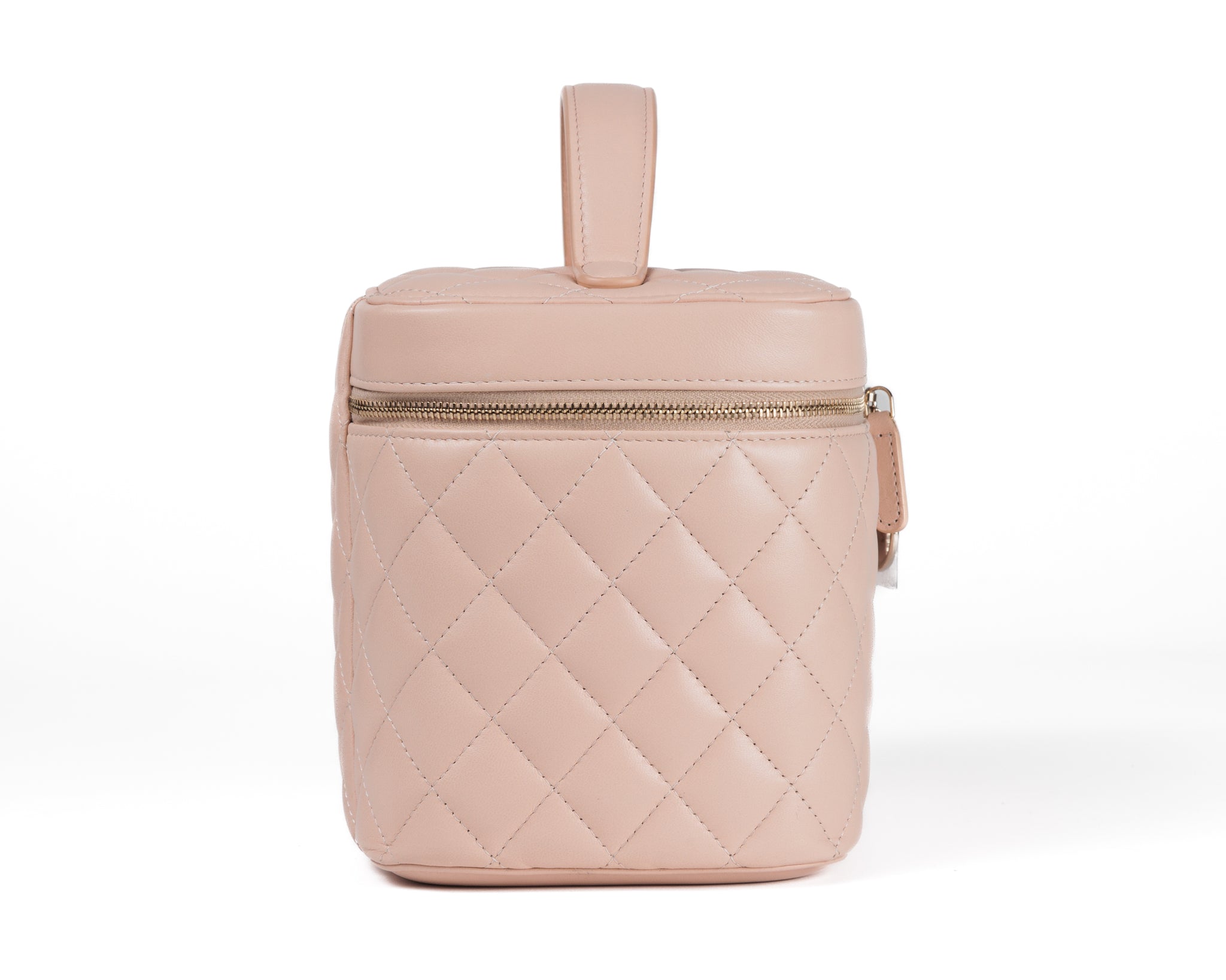 Chanel Blush Pink Lambskin Vanity Case with Gold Hardware