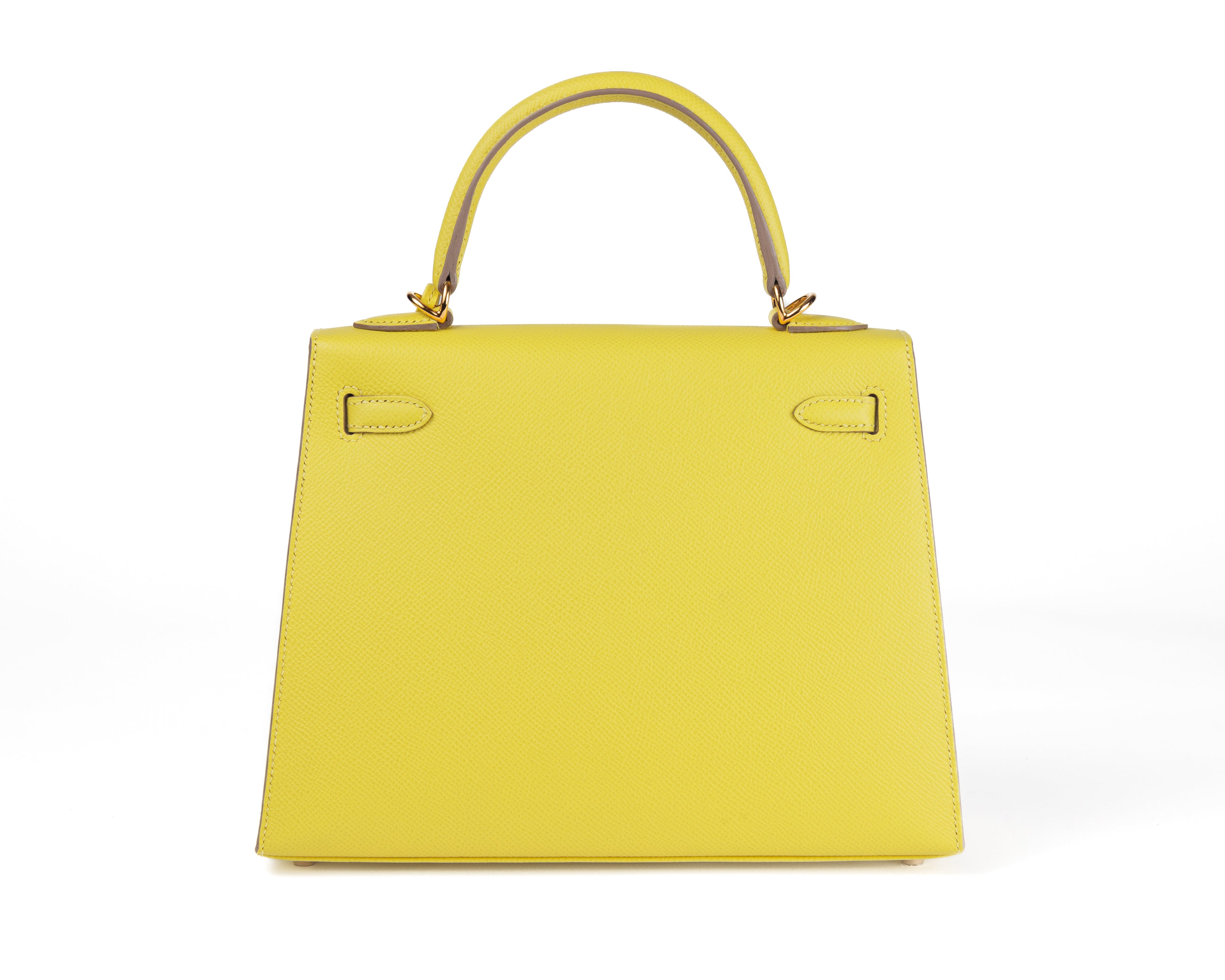 Hermes 25cm Lime Yellow Epsom Sellier Kelly w/ Gold Hardware 