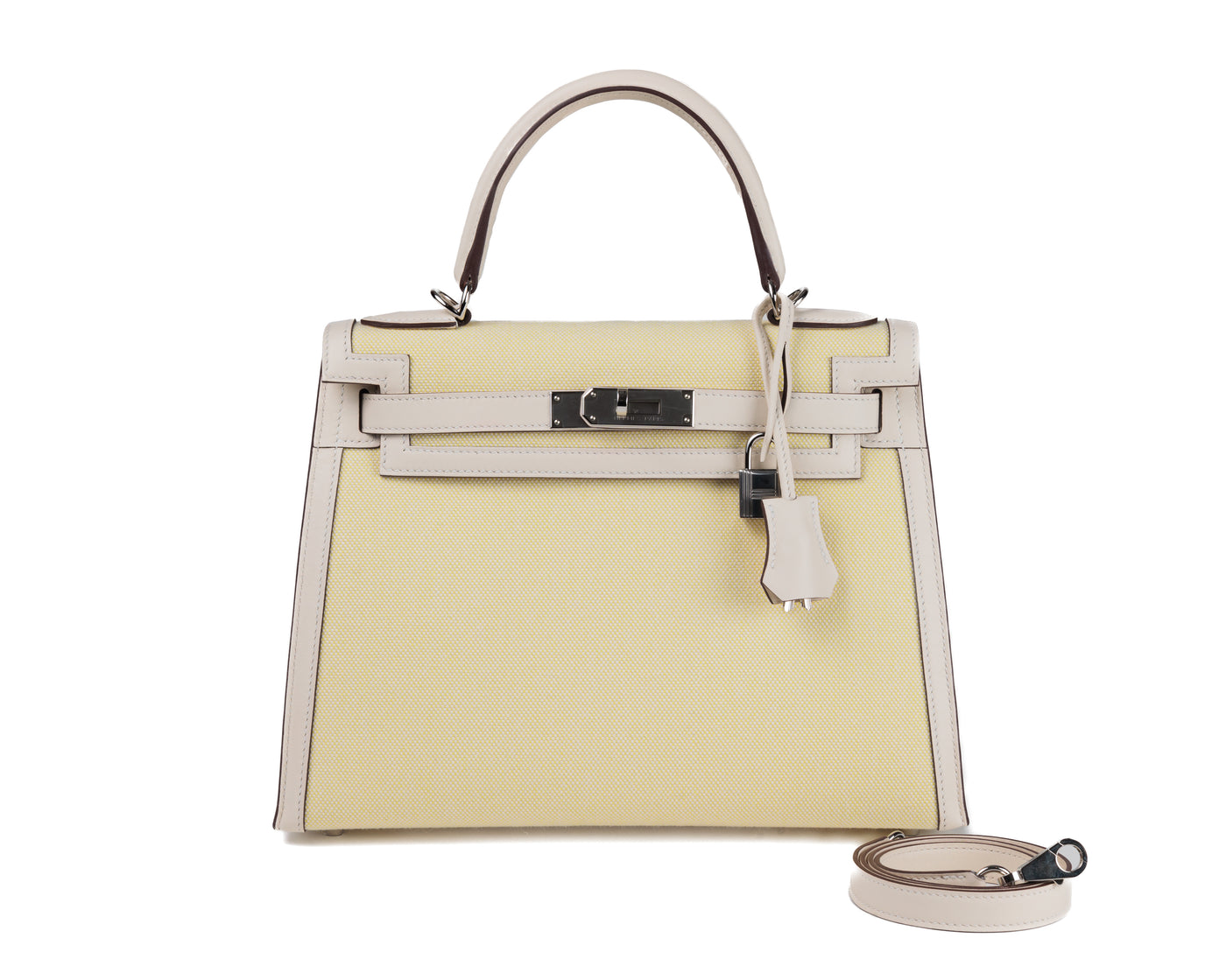 Hermès 28 cm Grey Swift and Pale Green Sellier Kelly with Palladium Hardware