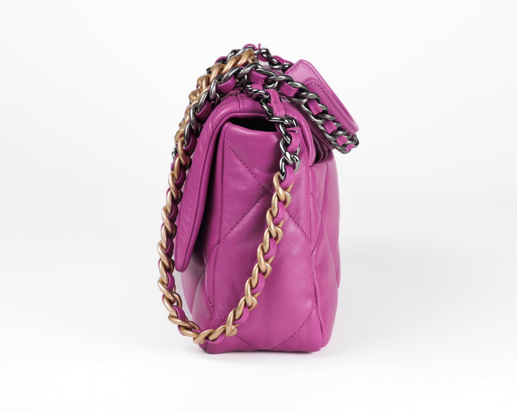 Chanel Small Purple Lambskin 19 Bag with Mixed Metal Hardware