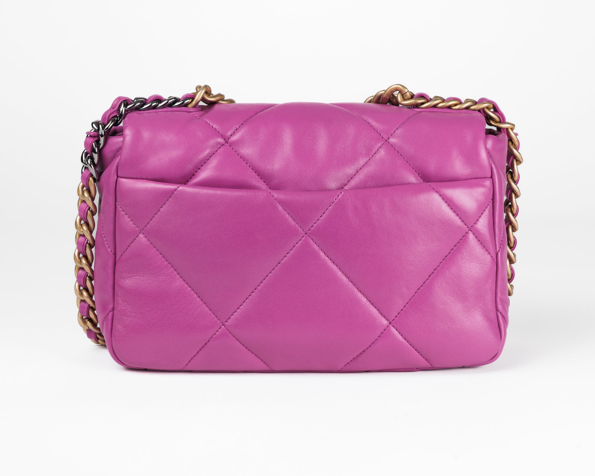 Chanel Small Purple Lambskin 19 Bag with Mixed Metal Hardware