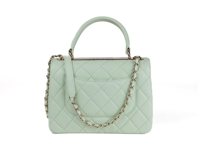 Chanel Seafoam Green Lambskin Coco Top Handle Bag with Gold Hardware