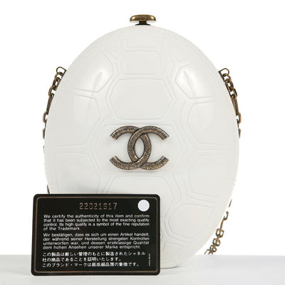 Chanel Cruise Collection Ivory Resin Turtle Shell Print Bag with strap - Only Authentics
