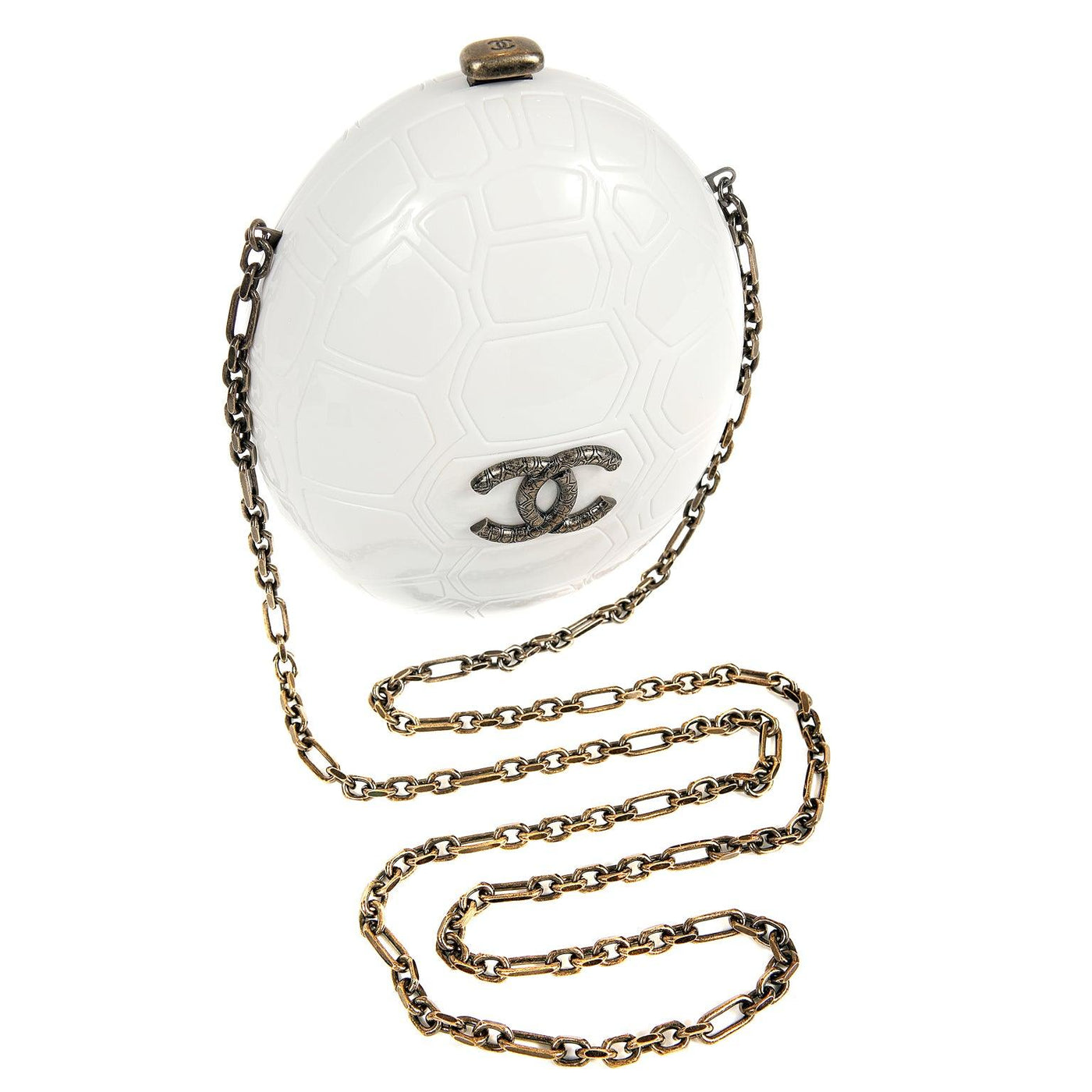 Chanel Cruise Collection Ivory Resin Turtle Shell Print Bag with strap - Only Authentics