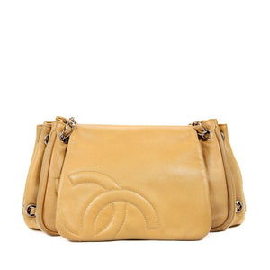 Chanel Beige Leather Accordion Flap Bag - Only Authentics